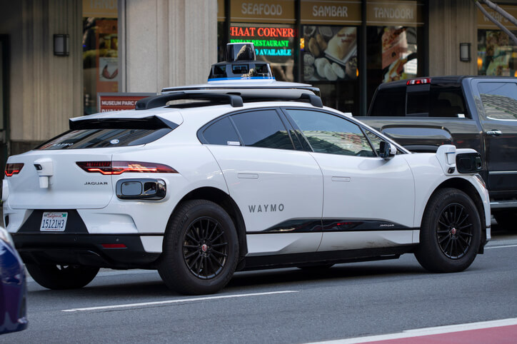 A side view of an autonomous Tesla car to be explored in automotive technology training