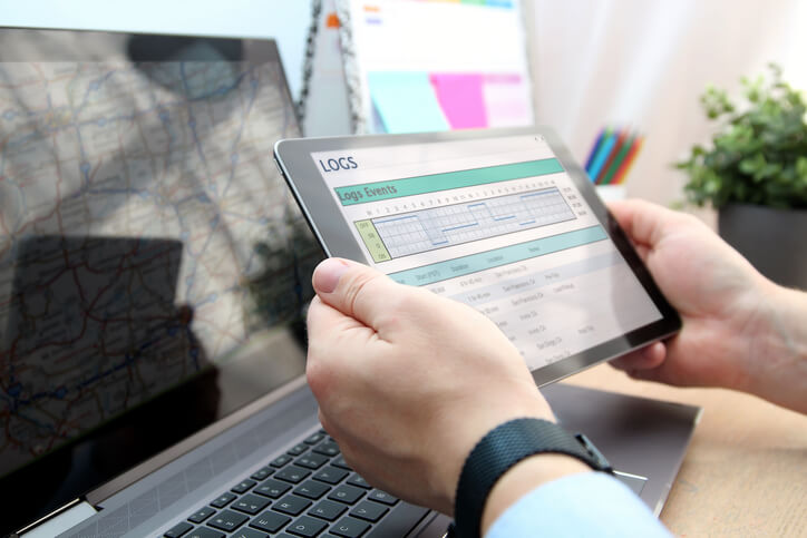 A dispatcher using an electronic driver log after completing dispatch training