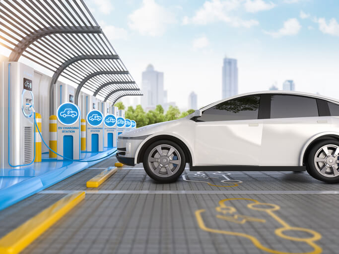 An EV charging station serviced by automotive school grad