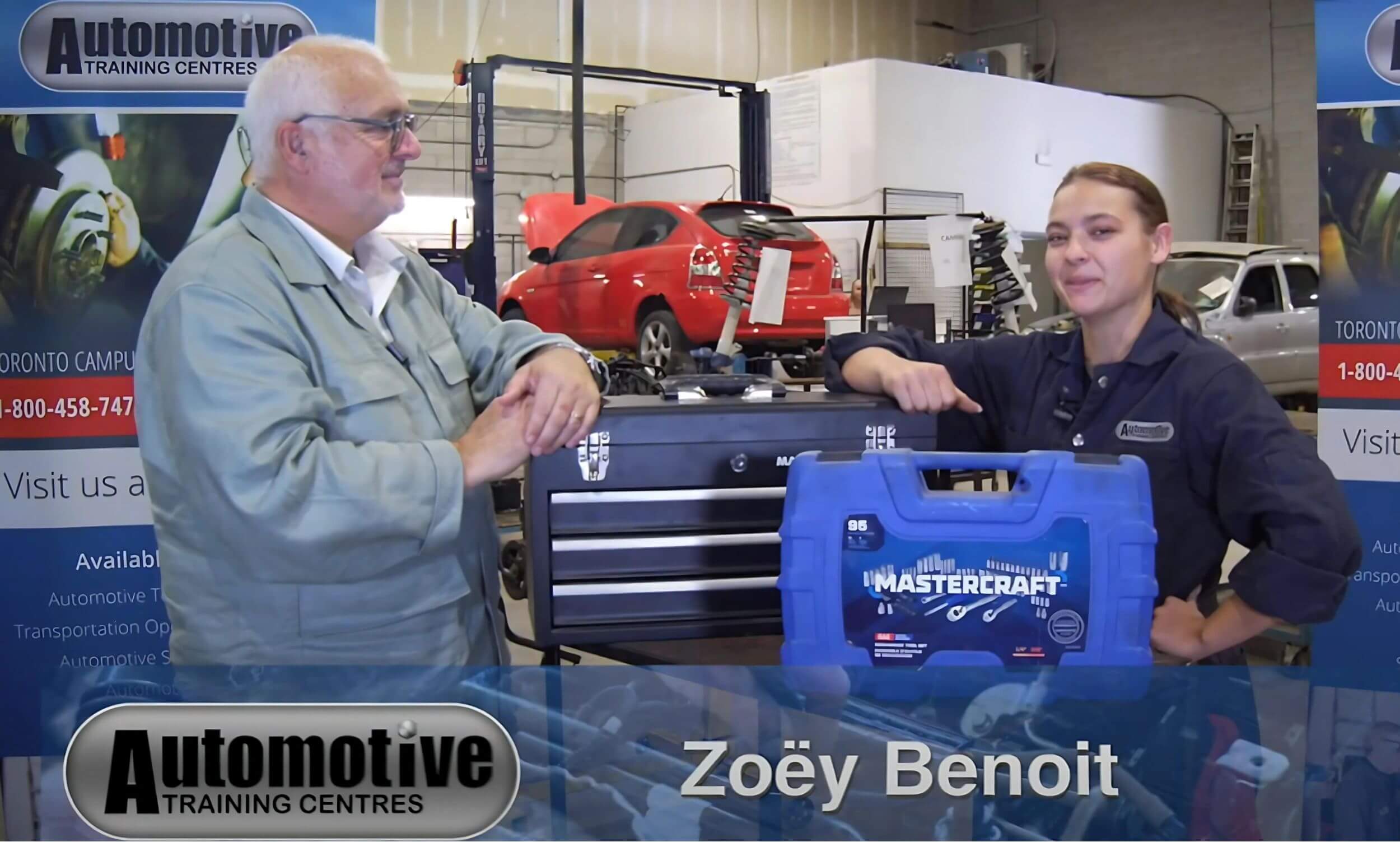 A trainee automotive technician, Zoey Benoit, during her interview