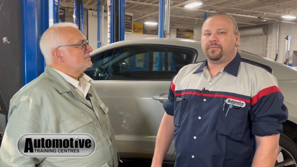 Mark Raczkowski being interviewed by Allan Dale at our auto mechanic school