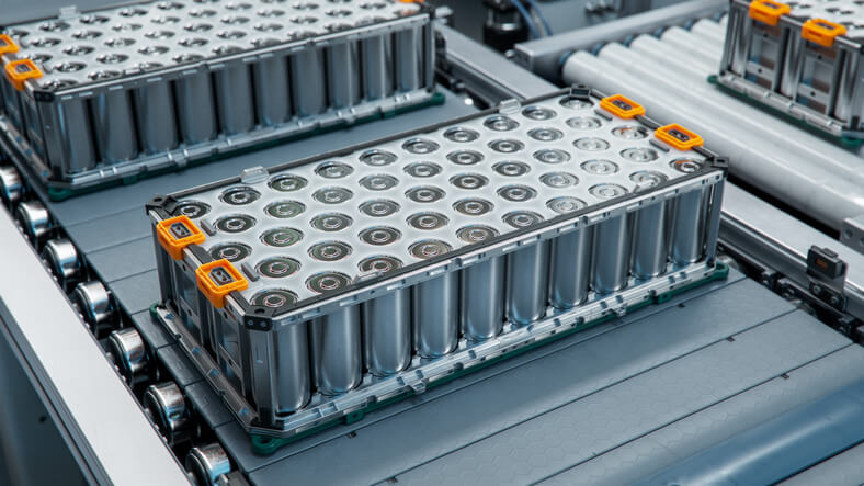 EV mechanic unloading EV batteries after completing his hybrid and electrical mechanic training