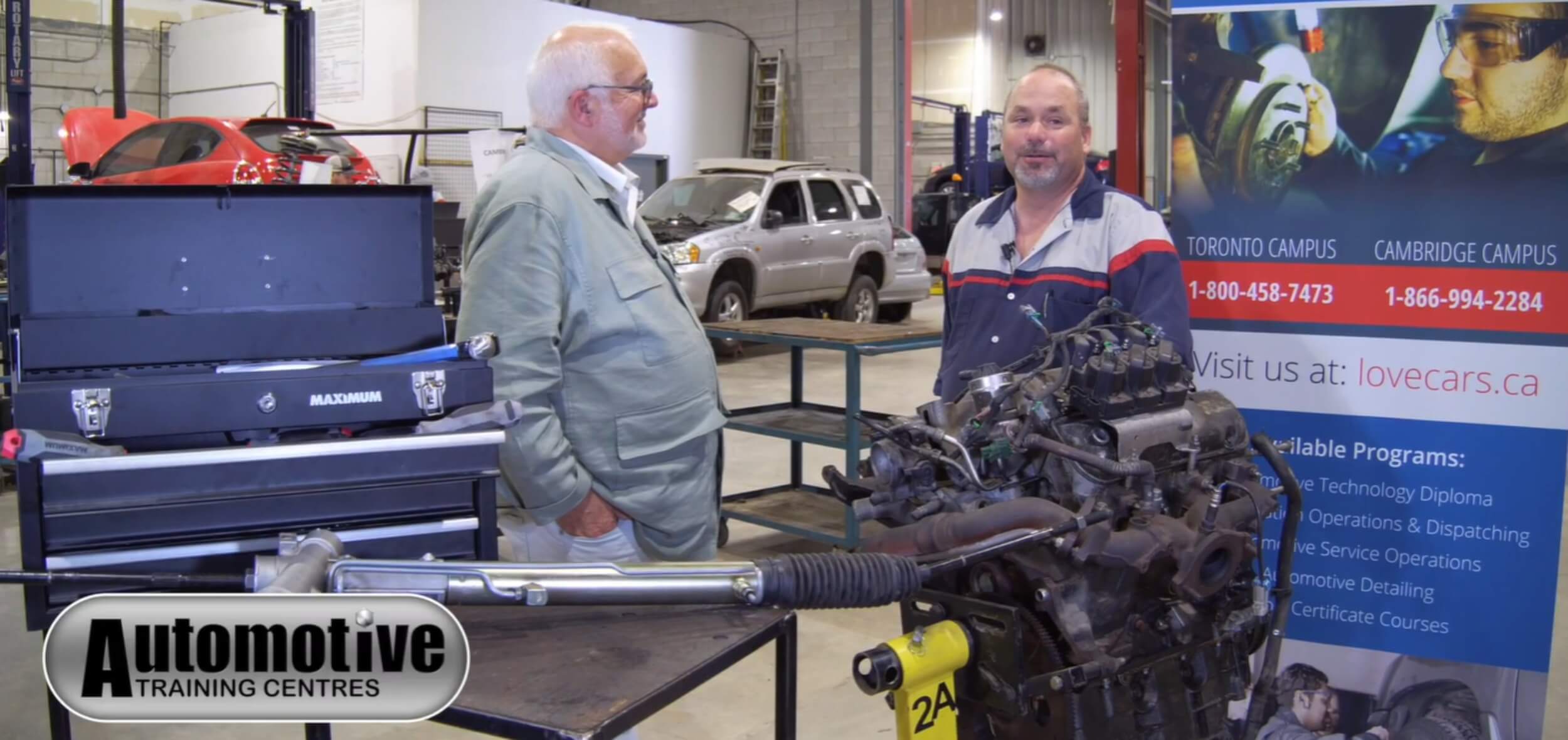 An instructor, Vince Legault, at our auto mechanic school